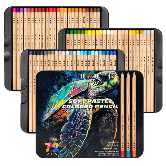 H&B Pasteltint 72 Pastel Colored Pencils Set | Soft Chalk Pencil for Artists