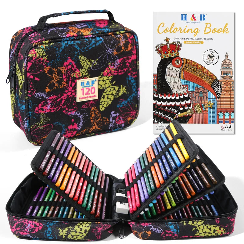 H&B 72 120 180 Pocket Convenient Oil-based Color Pencil Set - Product Detail View