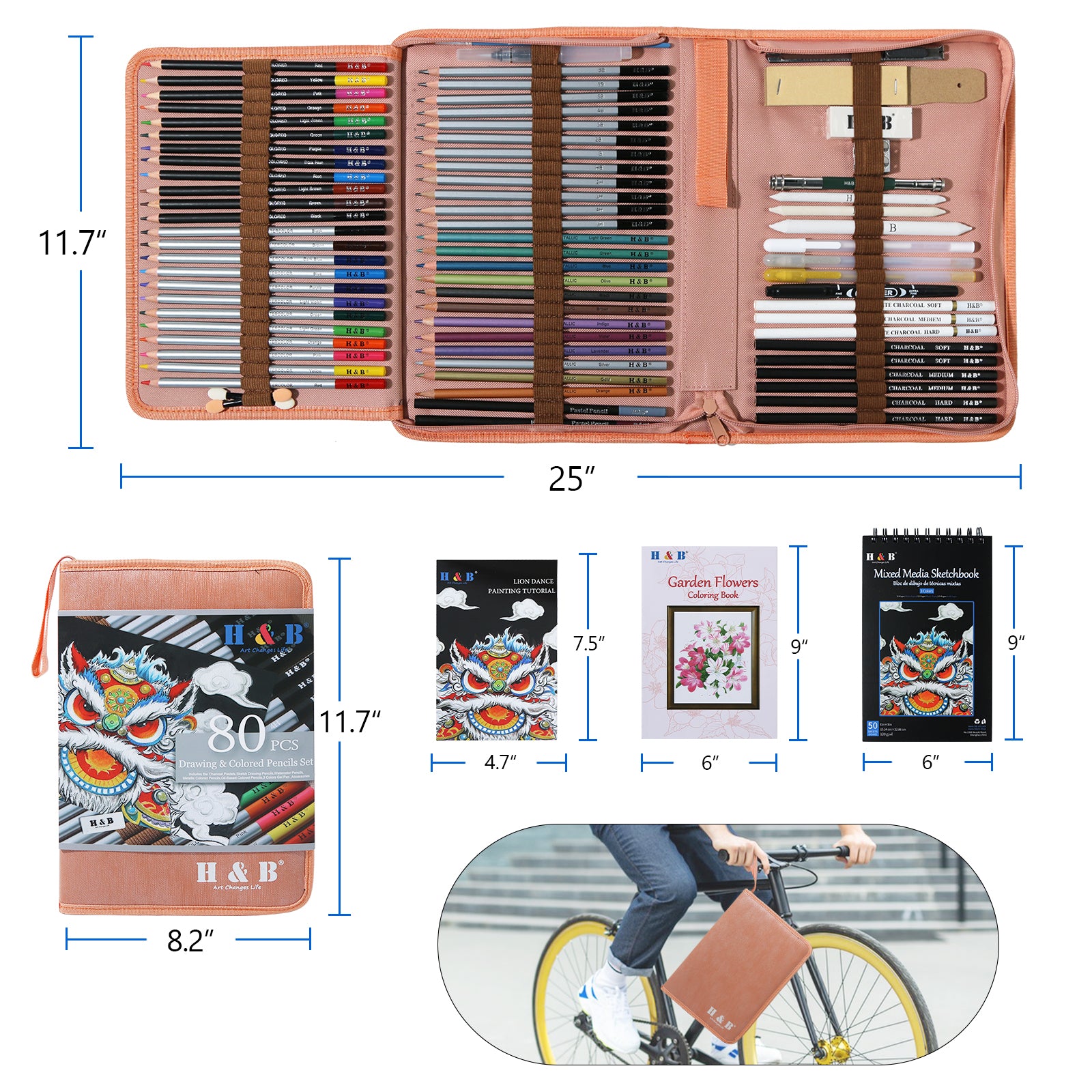 H & B 100 pcs Art Supplies,Drawing Colored Pencils kit,Art Set with Sk —  CHIMIYA