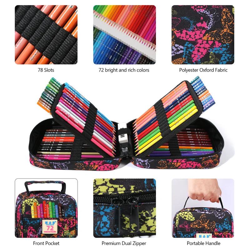 H&B 72 120 180 Pocket Convenient Oil-based Color Pencil Set - Product Size Reference
