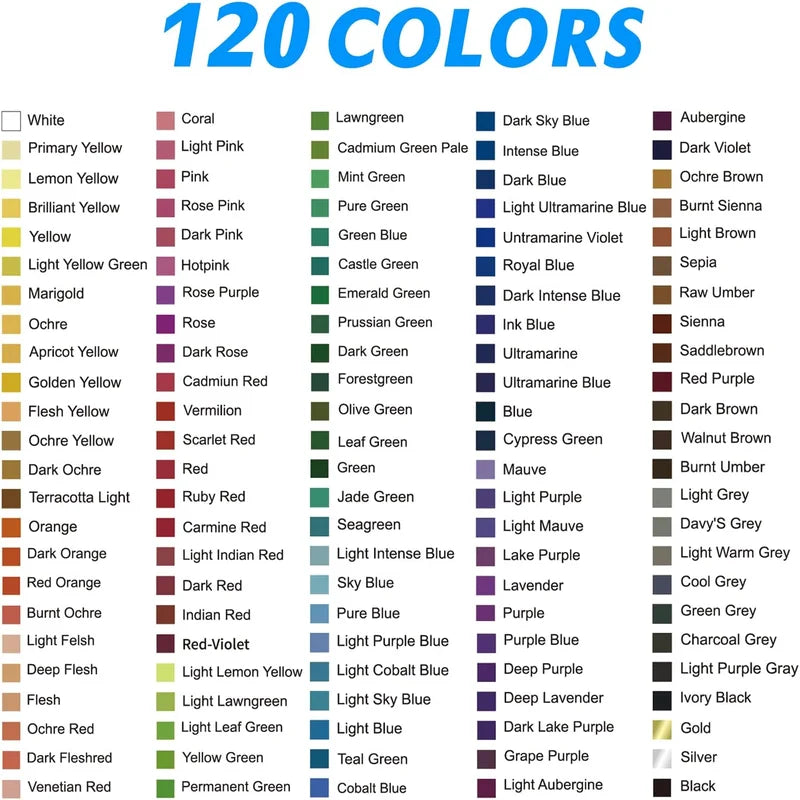 H&B 72 120 180 vivid canvas tote bag Colored Pencils Set - Product Size Reference