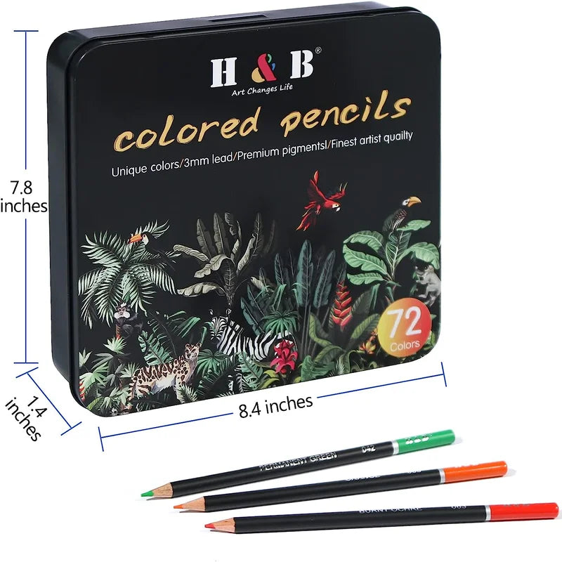 H&B 72 120 180 Tin Box Oil-Based Color Pencil Set - Product Lifestyle Scene