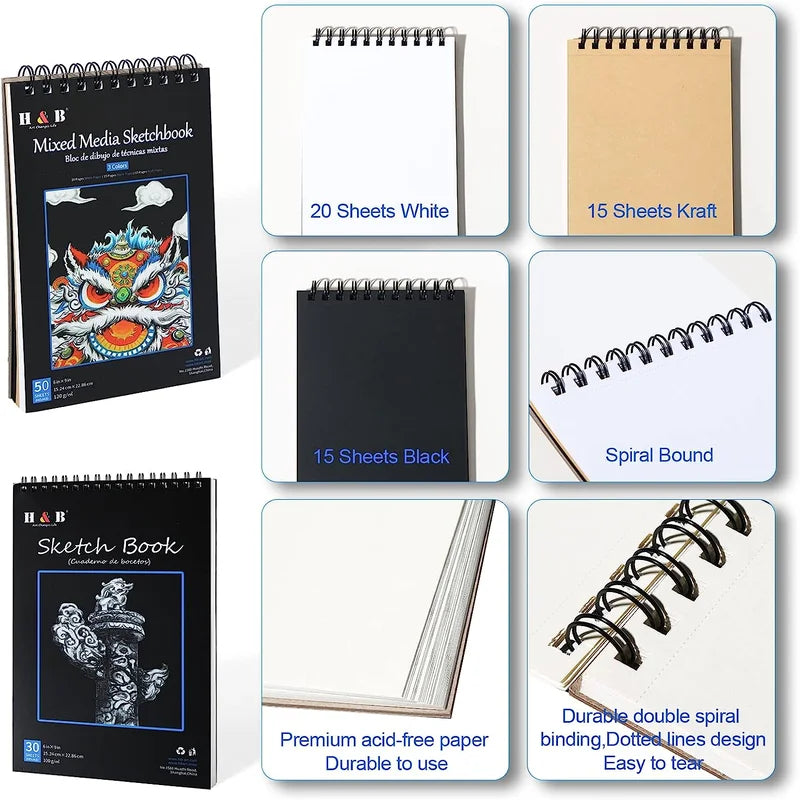 H&B 100 Professional Colored Pencils Sketch Set - Product Packaging & Contents