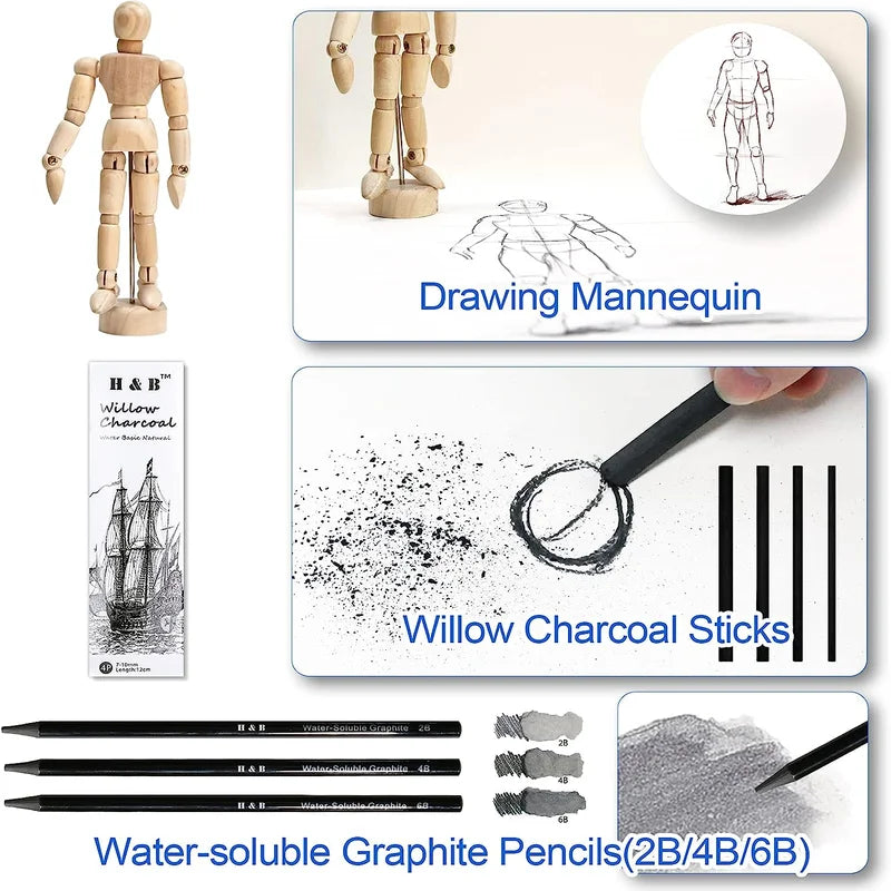 H & B Sketch Set, Colored Sketching Pencils, Watercolor & Metallic Pencil,  Art, Drawing & Sketching Pencil For Adult & Child (48Pcs Kit) 