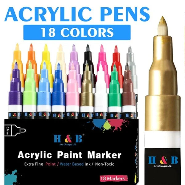 Extra Fine Tip Metallic Color Acrylic Paint Marker Set Of 18