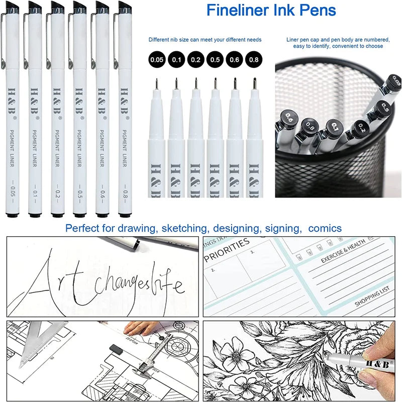 H&B 70 Pcs Sketching Pencil Set with Sketchbook - Product Close-Up Detail