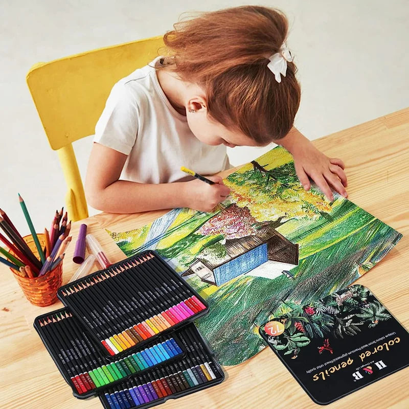 H&B 72 120 180 Tin Box Oil-Based Color Pencil Set - Product Color Options