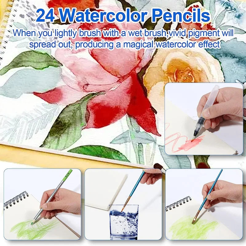 H&B 100 Professional Colored Pencils Sketch Set - Product Size Reference