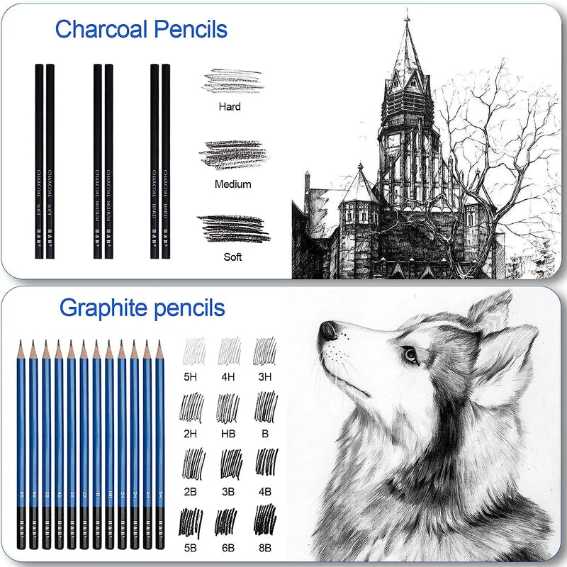 H&B 100 Professional Colored Pencils Sketch Set - Product In-Use Demo