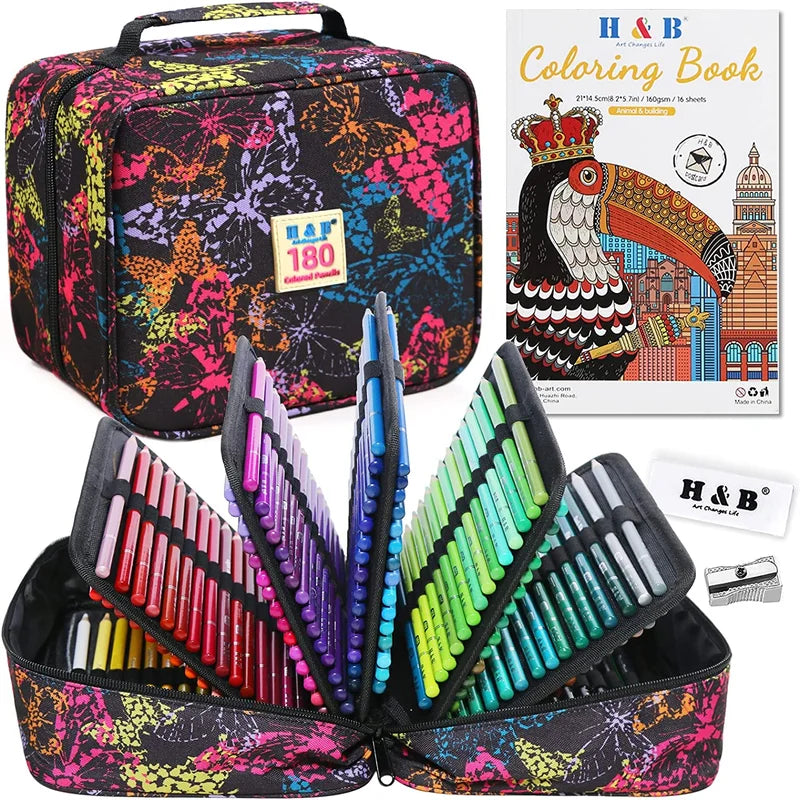 H&B 72 120 180 Pocket Convenient Oil-based Color Pencil Set - Product Lifestyle Scene
