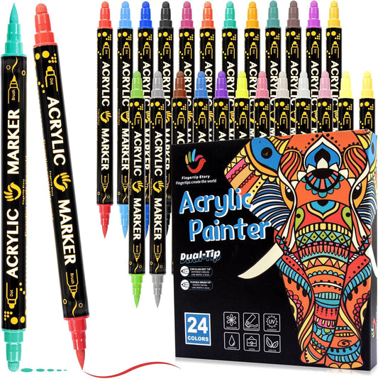 H&B 24 Color Acrylic Stone Paint Pens Waterproof Rock Painting Markers