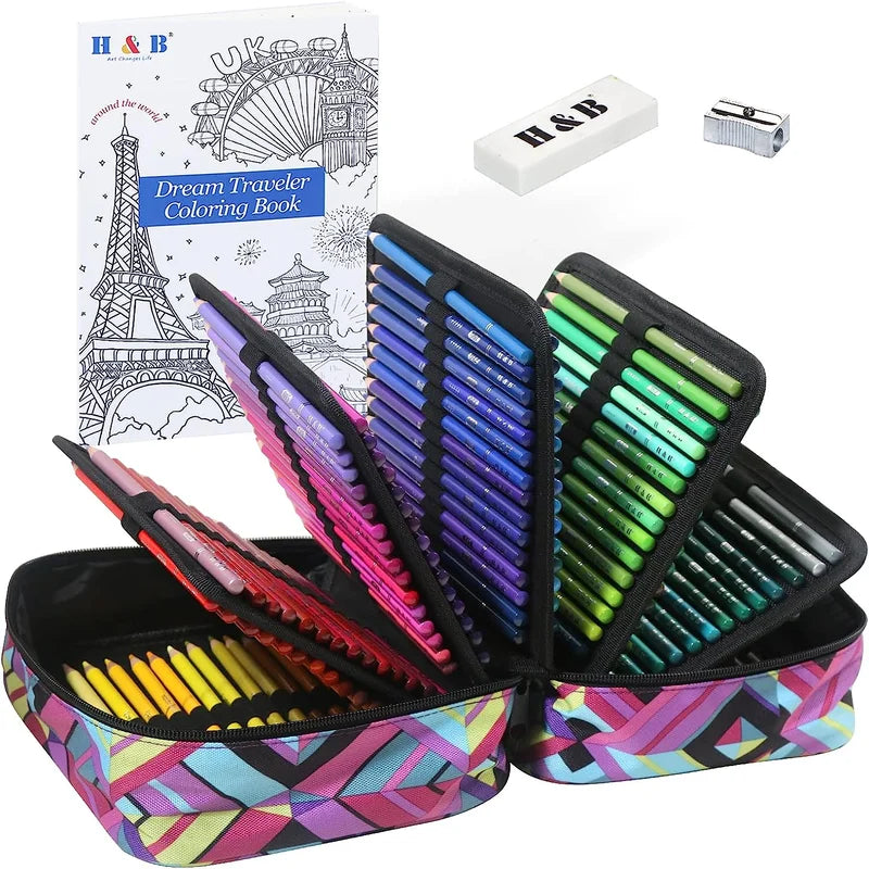 H&B 72 120 180 vivid canvas tote bag Colored Pencils Set - Product Close-Up Detail