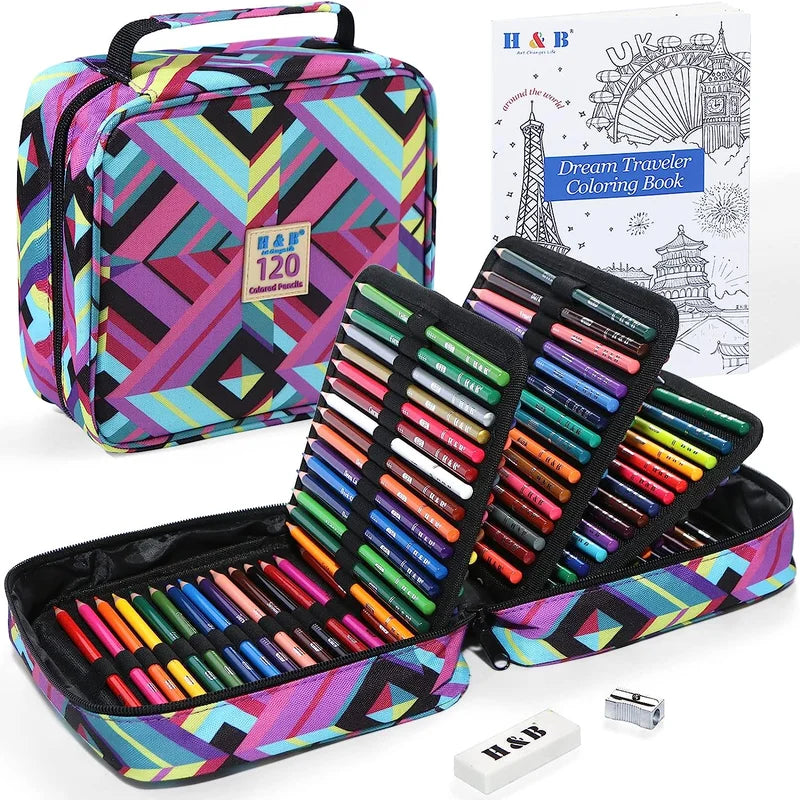 H&B 72 120 180 vivid canvas tote bag Colored Pencils Set - Product Detail View