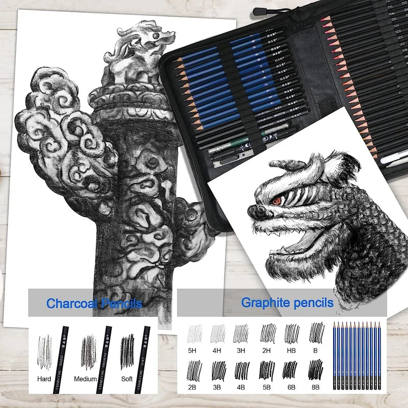 Buy 100 Piece Drawing Set for Adults,kits. Colored Pencils