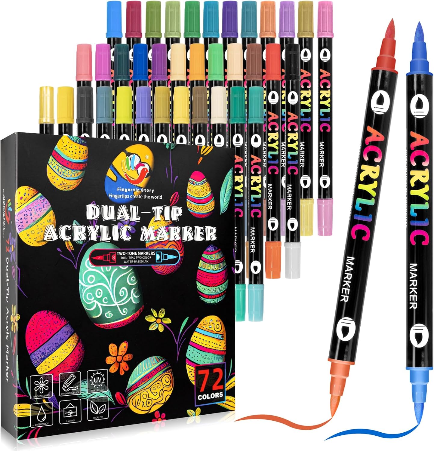 72-Color Acrylic Paint Pens Marker Waterproof Pen for Rock