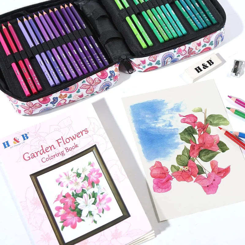 H&B Color Drawing Pen 72 Pieces Drawing Color Pencil Set coloring
