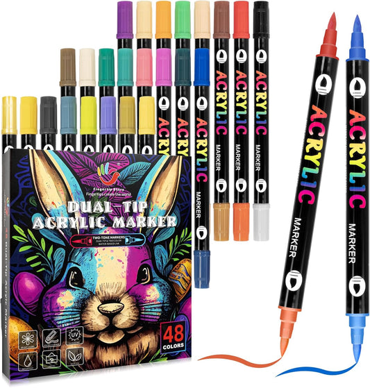 H&B 48 Color Acrylic Paint Pens Waterproof Markers for Rock Painting Crafts
